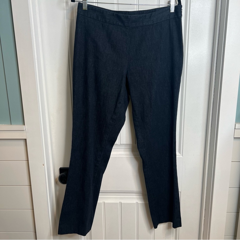 Theory Women's Kick Zip Dark Blue Skinny‎ Ponte Denim Jeans. Size 12.